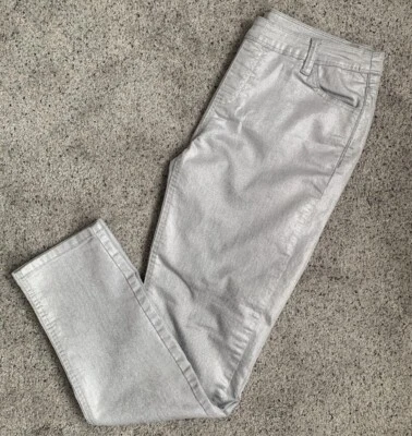 Pantalones para mujer Soft Surroundings metálicos plateados 29867 elásticos pequeños Foto 1 de 4