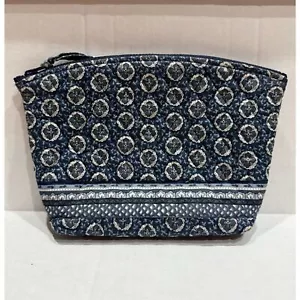 Vintage VERA BRADLEY Large Zip Top Cosmetic Bag in Indigo Retired Spring 1997 - Picture 1 of 5
