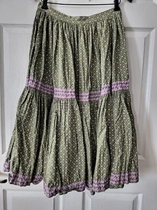 Falda De Colección Justin's Pioneer Frontier Talla 29.5" Midi Floral Rick Rack - Imagen 1 de 5