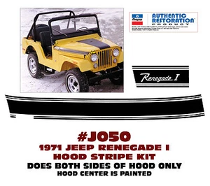 QJ-050 1970 JEEP RENEGADE I HOOD STRIPE KIT - LICENSED - Bild 1 von 1