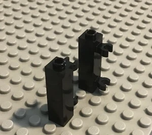 LEGO 2 Part 60583b Black Brick, Modified 1 x 1 x 3 w/ 2 Clips  76122 21322 70728 - Picture 1 of 1