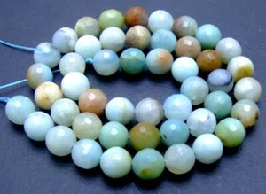 Stringa 8 mm rotonda sfaccettata amazzonite blu naturale perline sfuse creazione gioielli 15" - Foto 1 di 6