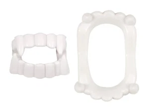 Dracula Vampire Dentures Teeth White Scary Halloween Horror Fancy Dress Costume - Picture 1 of 1
