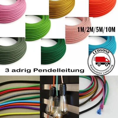 Textil kabel Stoff kabel 3 adriges Pendelkabel Strom kabel Elektro kabel 5m 10m - Bild 1 von 4
