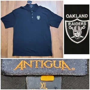 Oakland Raiders Polo Shirt Mens XL Antigua Embroidered Hit Football Hip Hop NWT - Picture 1 of 8