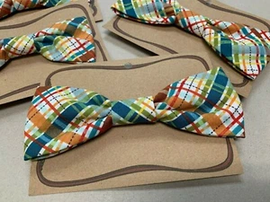 Chasin' Tail Dog Bowtie Collar Accessories Multi Plaid Multiple Sizes - Picture 1 of 4