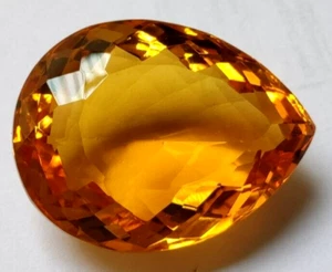 AAA+ Large Yellow Citrine 76.25 Ct. Pear Cut Loose Gemstone Gift for Women/Her - Picture 1 of 6