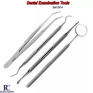 Set Of 4 Dental Instruments For Examination Dentistry Dentist Pick Instruments - Picture 1 of 8