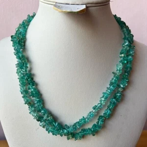 AQUA GREEN / BLUE APATITE STONE LONG BEADS NECKLACE - Picture 1 of 14