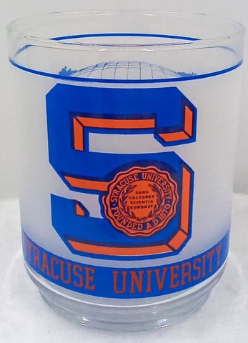 Vintage Syracuse University Glass Carrier Dome Mobil Frosted Drink Orangemen 4" Cover