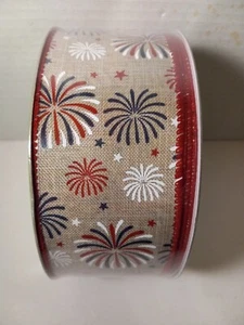 5 durchgehende Yards Premium Sackleinen rot weiß & blau Feuerwerk Band 2,5... - Bild 1 von 2
