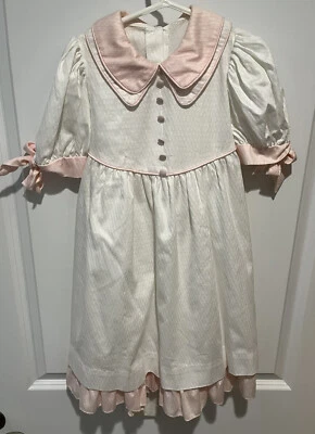 Sarah Kent Vintage Girls White And Pink Dress Size 5 - Image 1 of 3