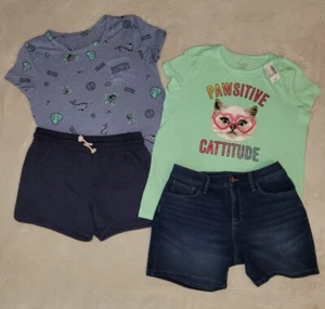 Justice Girls Old Navy 14/16 Pawsitive Cat Besties Shirt Shorts Lot Set  - Picture 1 of 5