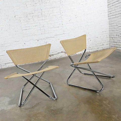 Scandinavian Modern Erik Magnussen Z Down Folding Chairs by Torben Orskov, Pair Cover