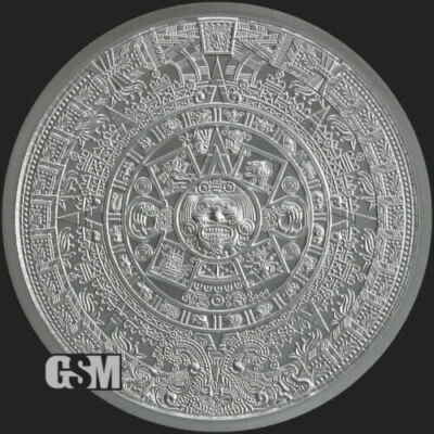 5 X 1 oz. Golden State Mint Silver Round Aztec Calendar .999 Fine - IN STOCK!! - Image 1 of 3