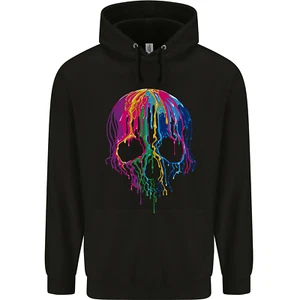 Melting Skull Biker Motorcycle Gothic Childrens Kids Hoodie - Picture 1 of 3