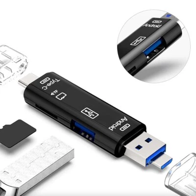 USB C 3.0 SD/Micro SD Speicherkartenleser Typ-C High Speed SDHC SDXC Mobile OTG - Bild 1 von 4