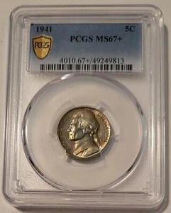 1941 Jefferson Nickel Unc MS67+ PCGS Toned - Picture 1 of 4