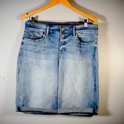 NYDJ Jean Shorts Size 12 Blue Denim Briella Roll Cuff Bermuda Stretch Lift Tuck - Image 1 of 4