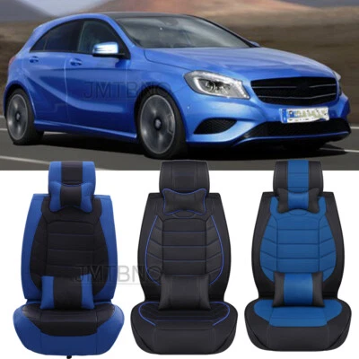 Juego completo de fundas de asiento de coche de 5 asientos para Mercedes Benz cuero PU delantero + cojín trasero Foto 1 de 4