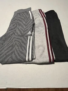 Adidas Girl’s Sweatpants Size XL (16) Lot Of 3 -Gray Tiger, Black, Gray/Burgundy - Picture 1 of 23