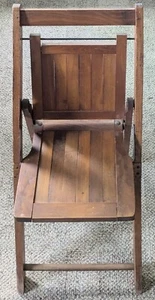 1950 Vintage Antique Child's Wood Slat Wooden Folding Sunday School Chair #1 - Picture 1 of 4