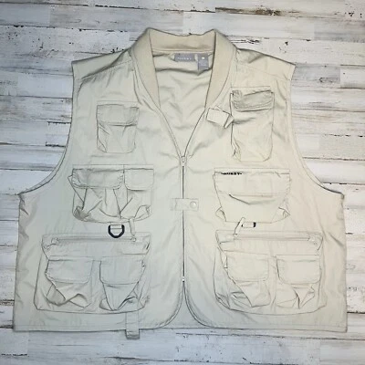 Chaleco Quest Para Hombres 2XL Cremallera Pesca Bolsillos Ventilados Bronceado De Colección Chaleco de Pesca Militar Foto 1 de 4
