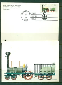 1987 Set of 5 FDCs on Maxi Cards - Locomotives - USPS Product - Bild 1 von 3