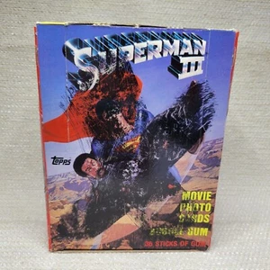 1983 Superman 3 Movie Topps X'ed scatola di cera 36 pz schede fotografiche film 230730G - Foto 1 di 9