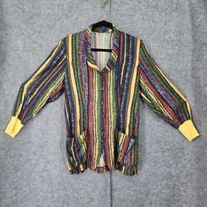 Vintage Jacke Damen groß? Gestreiftes buntes Unikat mit Knopfleiste - Bild 1 von 14