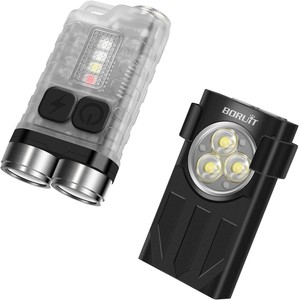 BORUiT V7 LED Keychain EDC Flashlight Type-C Rechargeable V3 Torch Work Light US