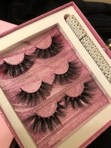 3 PAIRS 100% REAL MINK 5D VOL/LONG/THICK FALSE EYELASHES W/EYELINER PEN 3 STYLES - Picture 1 of 11