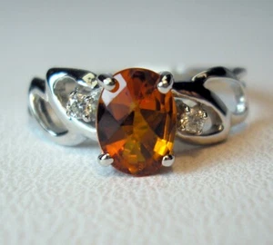 0.73 ct Natural Madeira Citrine & Diamonds 10K White Gold Ring Was $625 Video - Picture 1 of 10