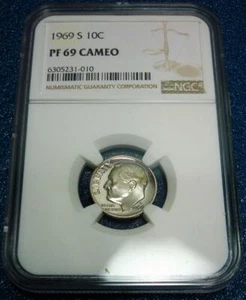1969-S NGC PF69 CAMEO 10C ROOSEVELT DIME #010 - Picture 1 of 4