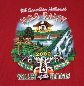 PRICE REDUCED, 9th Canadian National 2002 H.O.G. Rally, Penticton BC, Large Tee - Picture 1 of 4