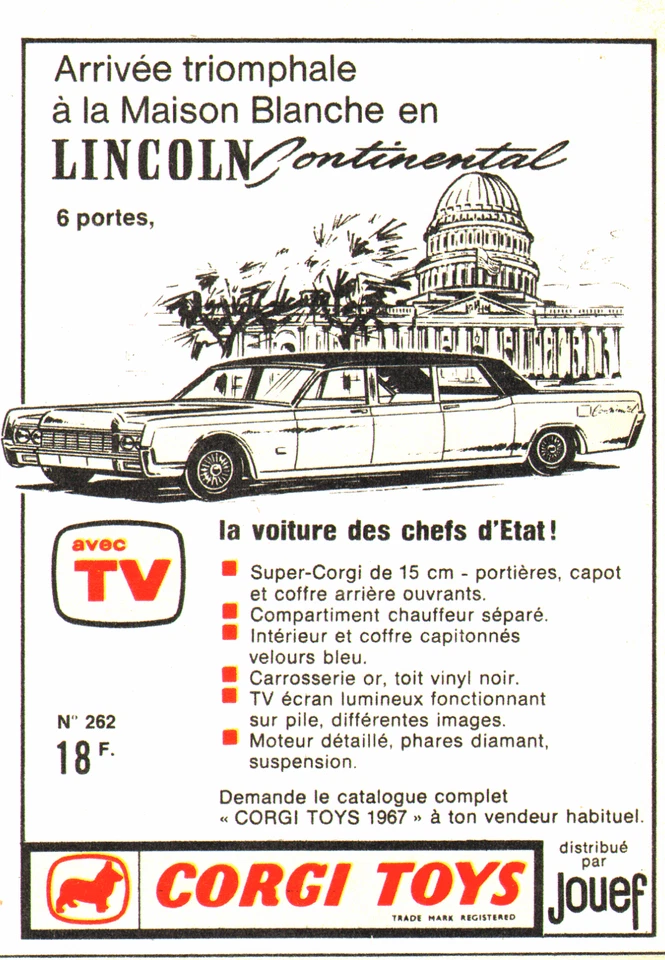 PUB VEHICULE MINIATURE  " CORGI TOYS  "  LINCOLN CONTINENTAL   1967 - Photo 1/1