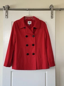 Old Navy Peacoat roter Mantel Wollmischung Gr. L zweireihig 8 Frontknöpfe Damen - Bild 1 von 11