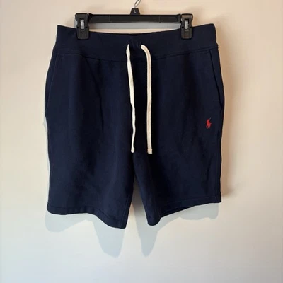 Polo Ralph Lauren 运动短裤男式中号蓝色抓绒口袋拉小马 — 第 1/4 张图片