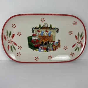 Tentazioni Vecchio Mondo Vacanze Natale 12" Piatto Ovale Babbo Natale Camino Pranzo - Foto 1 di 12