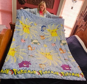 Vintage '98 Nintendo Pokemon Pikachu Twin Bettdecke, Flachbettlaken, Kissenhülle - Bild 1 von 5
