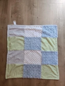 Baby Essentials patchwork fleece security blanket lovey green blue white Lovey - Picture 1 of 3