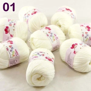 BabyDK 8 Balls x 50gr Cashmere Silk Wool Hand Knit Wrap Shawls Crochet Yarn 01 - Picture 1 of 22