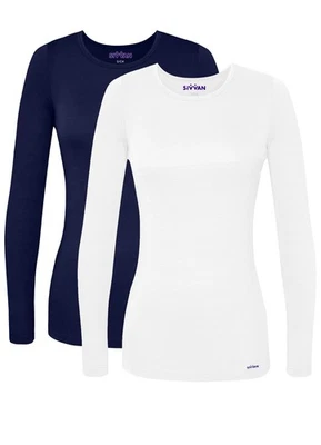 Sivvan 2 Pack Women’s Comfort Long Sleeve T-Shirt / Underscrub Tee Mixed Colors - Image 1 of 4
