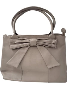 Antoni & Alison Leather Bow Accent Shoulder Bag Grey T2650 W22 - Picture 1 of 10