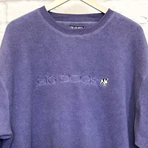 Big Dogs XL Vintage Herren Fleece Sweatshirt Lila Ton Logo Pullover 90s Y2K - Bild 1 von 7