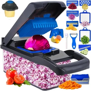 Multifunktionaler Lebensmittelzerkleinerer Zwiebel Gemüseschneider Würfelschneider Schneider mit Behälter - Bild 1 von 7
