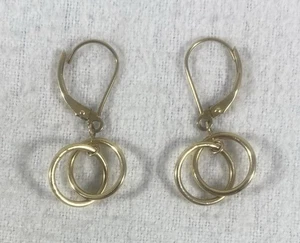 JCM 14K Gold Dangle Hoop Earrings 1.2 Grams - Picture 1 of 3
