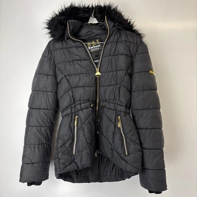 Barbour International Women’s Black Puffer Jacket Uk Size 10 - Image 1 of 4