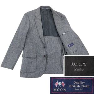 J.Crew Moon Ludlow Sports Coat Blazer 42R Slim Grey Herringbone Tweed Wool Blend - Picture 1 of 14