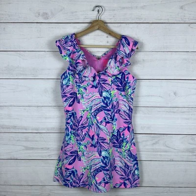 Mameluco con Volantes Lilly Pulitzer Linwood Floral Rosa, Azul, Verde, Para Mujer 2 Foto 1 de 4